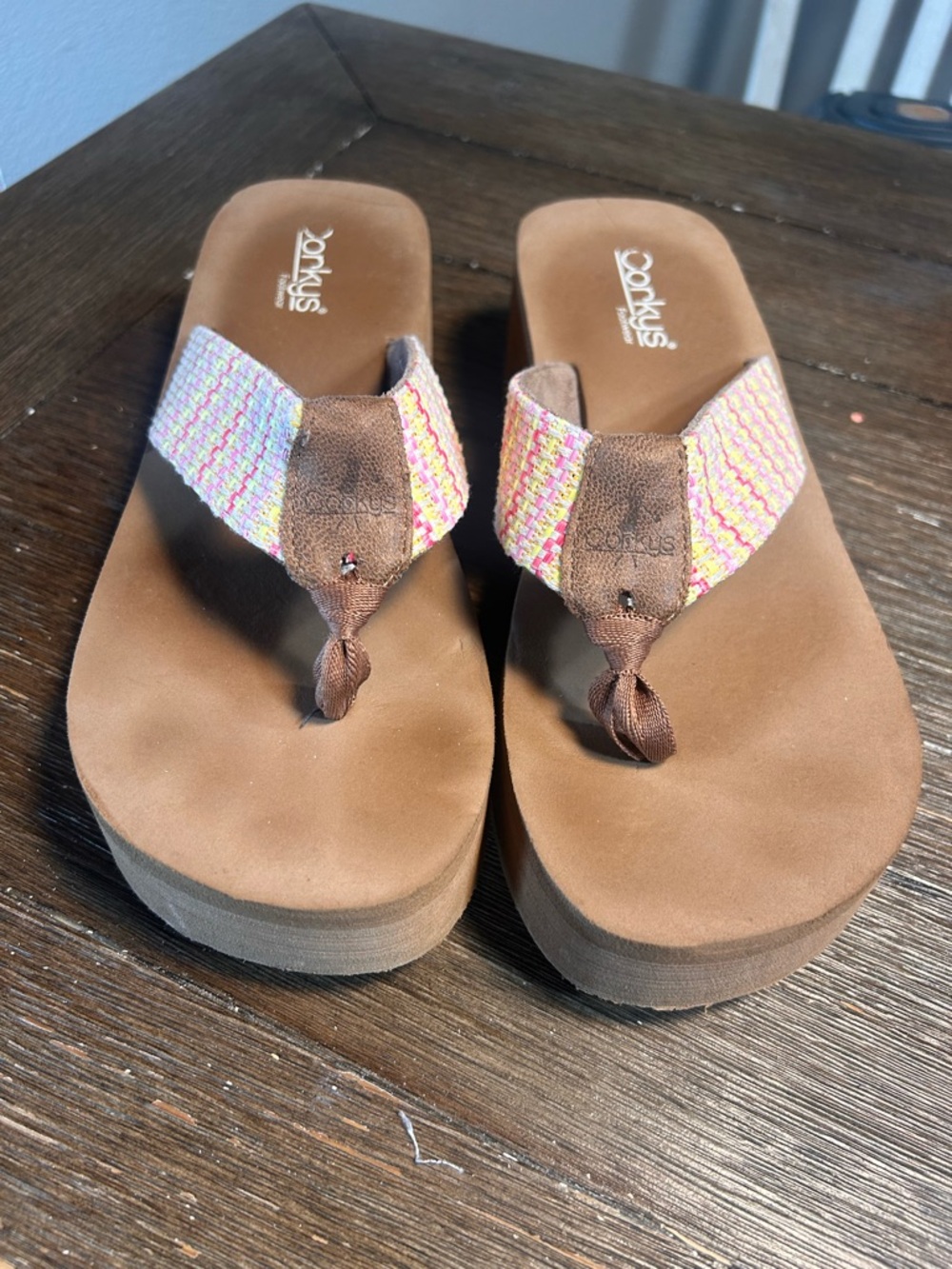 Corkys Pink Multi Take a dip platform sandals size 10 - Picture 3 of 9